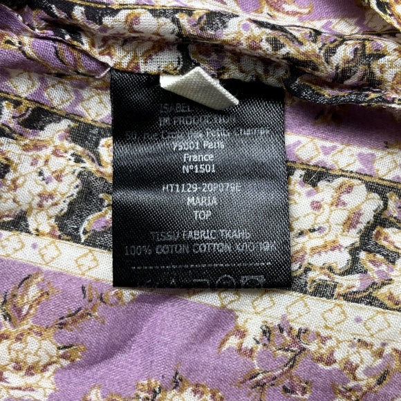 Isabel Marant Etoile Maria Peasant Blouse Lilac Black Stripe Top Size 42 US 10 - Picture 8 of 10